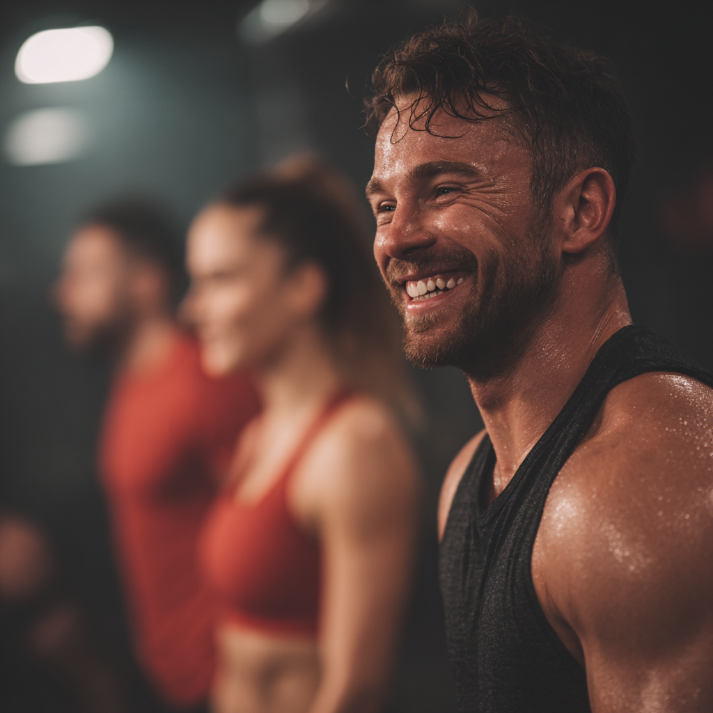 Energikus magyar fiatal felnőttek intenzív edzés közben